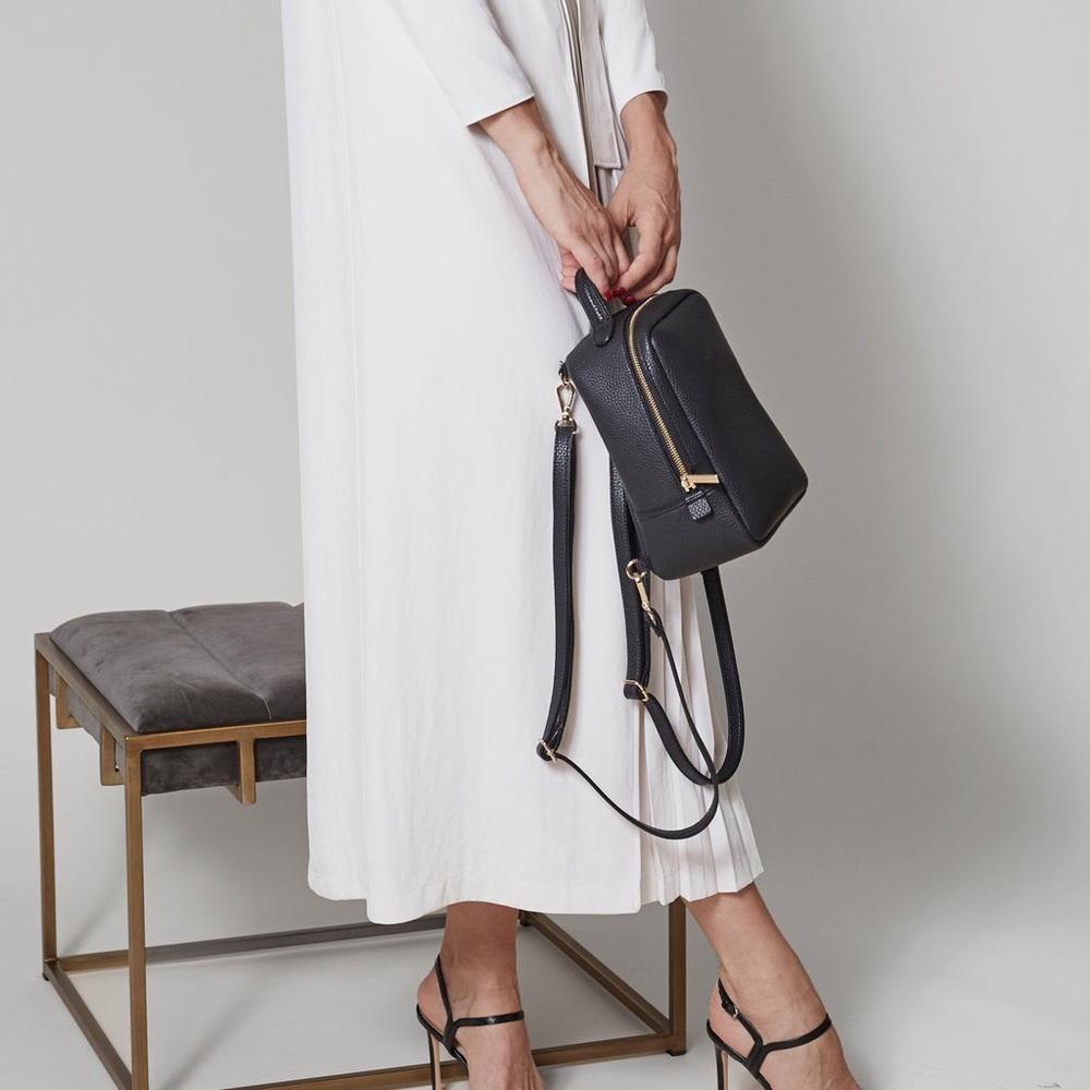 Angela roi mini Mia backpack faux leather black RARE